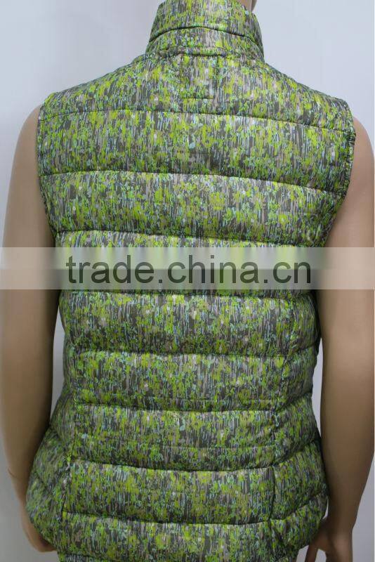 Lady's Sleeveless Green Classic Outdoor Down Vest Jacket