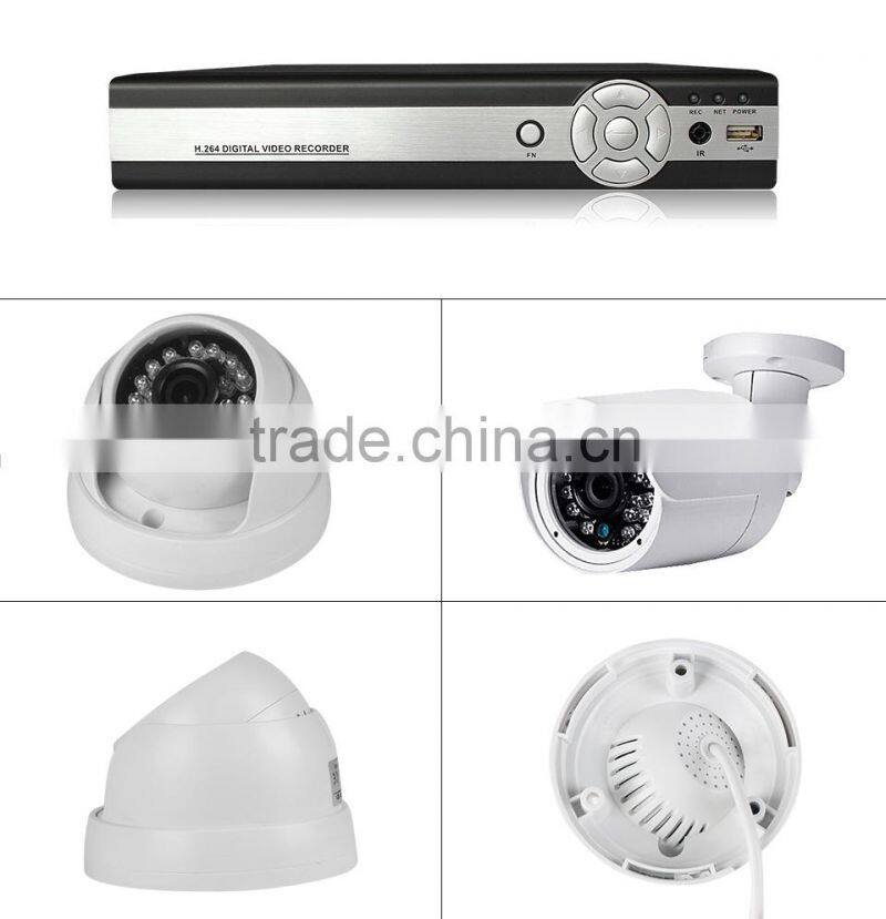 Fashionable 1000TVL 8CH 8pcs metal cameras home security cctv system