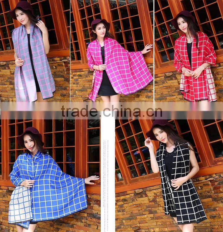 China Red Tartan Grid Plaid Shawl Pashmina Poncho Scarf for Ladies Girls Winter Late Autumn
