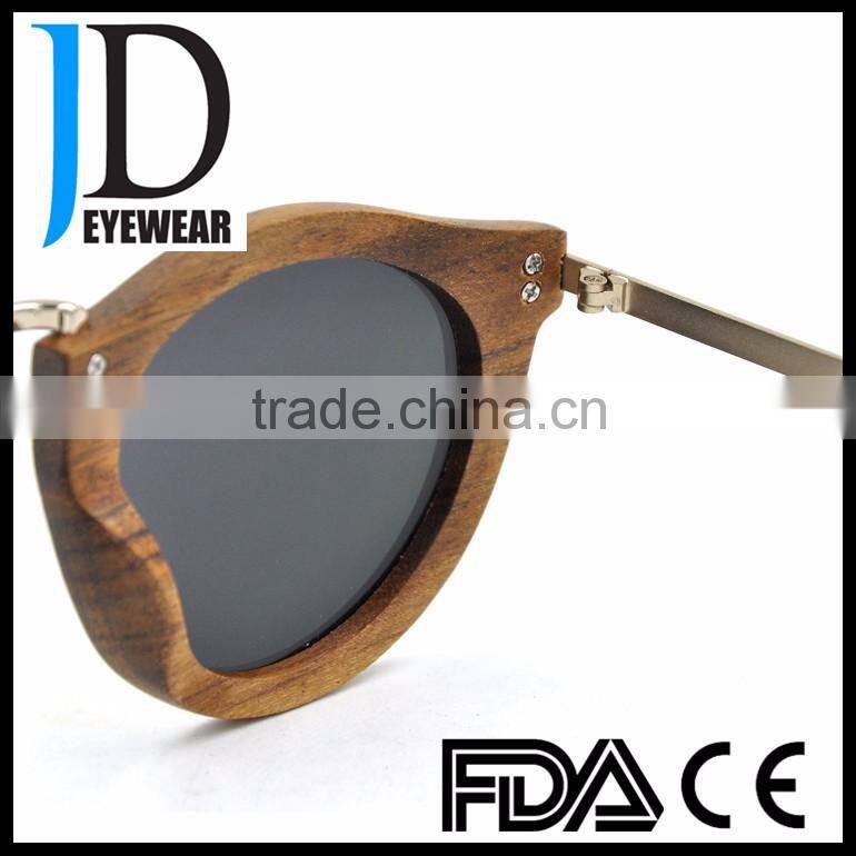 Custom Round Shaped Mirror Revo Lens Aviator Polarized Wooden Sunglasses
