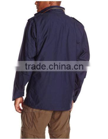 Custom made 50% cotton 50% nylon plain italy M65 Men navy blue hoodie fieded jacket