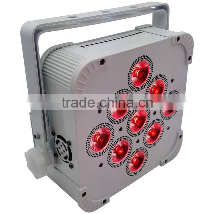 Three Years Warranty Uplight Rechargeable DMX Wireless Battery Powered Par Can 5in1 RGBWA 9x15w LED Par Light
