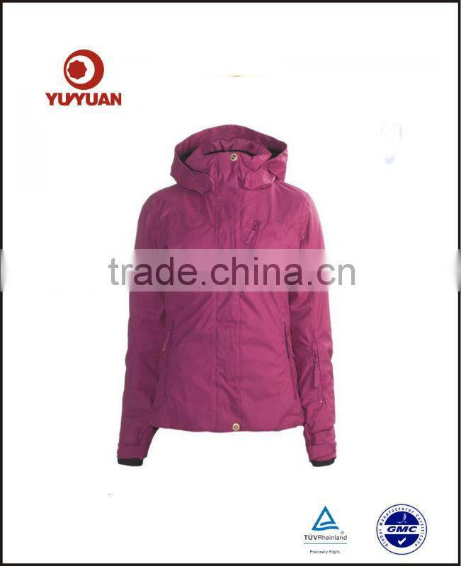 Women's professional waterproof windproof winter ski garment with hood