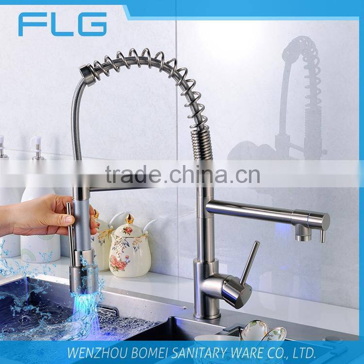 Fashion Design Nickel Brush UPC Pull Down Kitchen Sink Faucet Mixer Tap FLG2087A