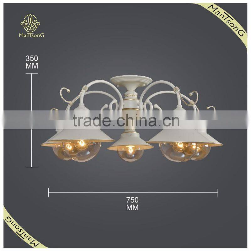 2016 Hot Sale E27 Lights Iron Body Material Ceiling Lamp with Glass Shade, Living Room Light Fixture