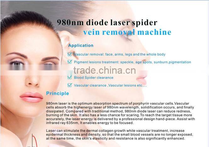 New arrival!!!High frequency 980 diode laser Portable Spider vein/vascular/blood vessels removal machine with Ce approved