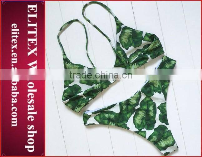 Wholesale Leaf Reversible Seamless Brazilian Sexy Women Swimsuit 2017