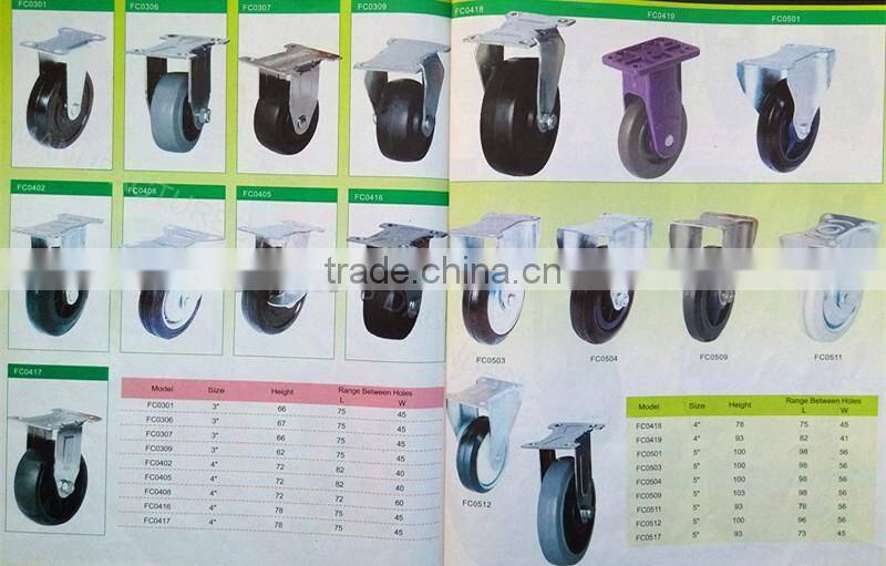 Manufacturer's high quality trundles 3''-12'' Rigid caster Rubber caster wheel for hand carts Truckle of platform trolley