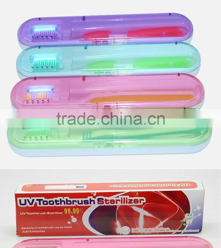 Portable personal uv toothbrush disinfector