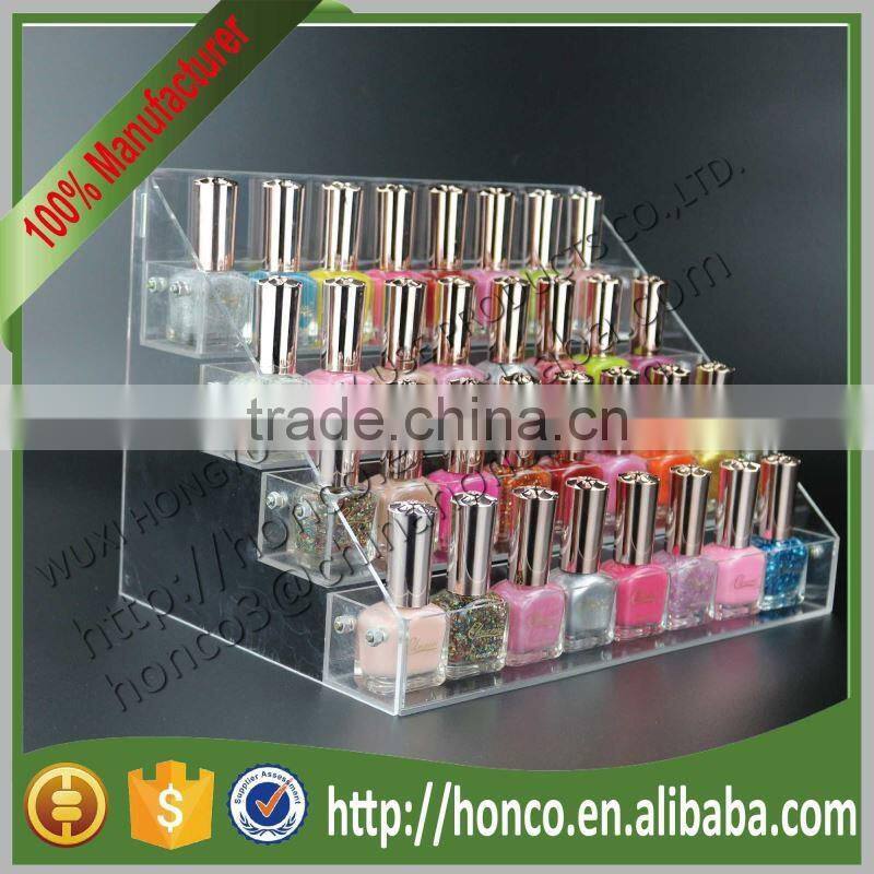 Top Selling 32pcs 4 Tiers Acrylic Nail Polish Cosmetics Display Rack Clear Colour