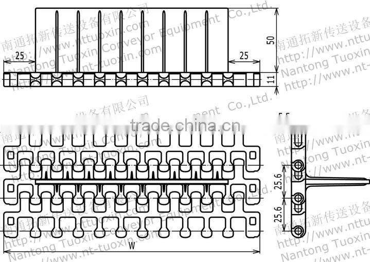 M2540 Radius Flush Grid Plastic Conveyor Belt for Food