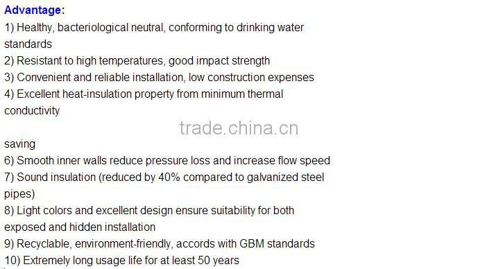 DIN GB standard PPR conveying water plastic tube/pipe