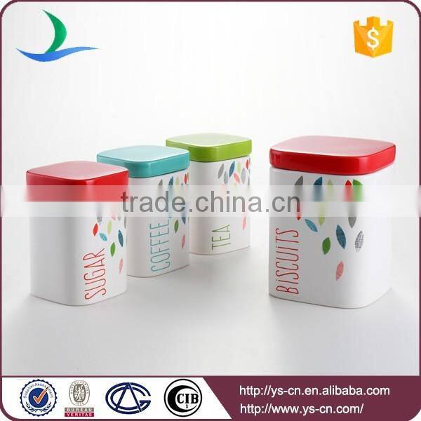 4pcs ceramic decaled vacuum canister with lid