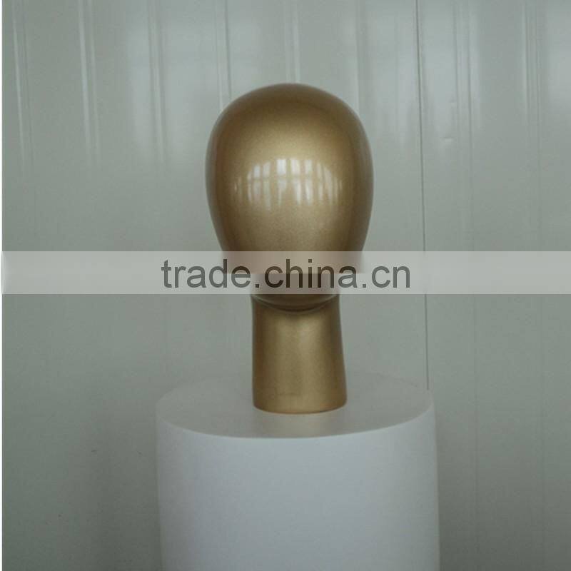 Golden Fiberglass Head Mannequin Display For wig