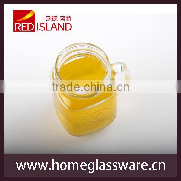transparent glass mason jar cup with handle for drinking