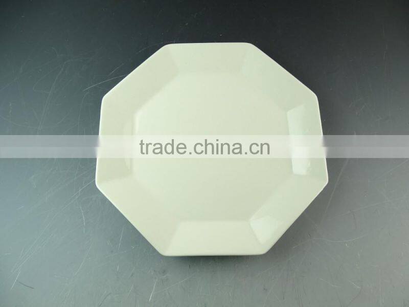 cheap stocked hotel octagon porcelain plate for wholesale, white octagonal dinner plate