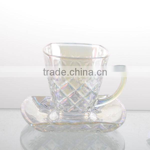 114ml iquid luster glass water coffee turkey tea cup with plate