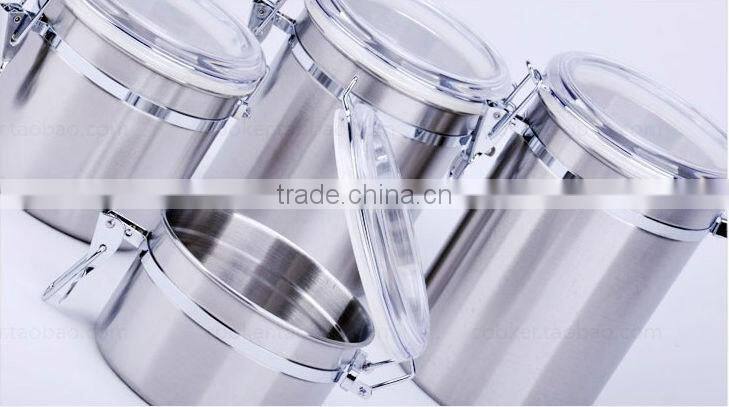 High quality 4pcs different size stainless steel seal pot with visible lid