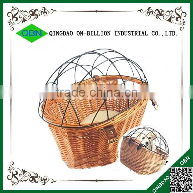 Handicraft woven wicker bike front basket