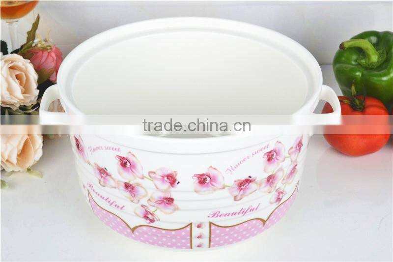 9" Porcelain microwave pot with glass lid