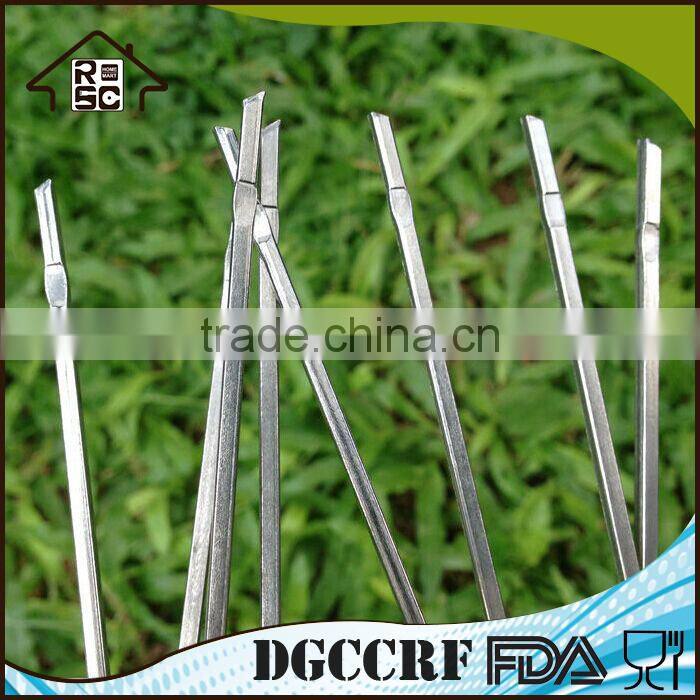 Free sample double raft stainless steel bbq skewers set of 4, vegetable bbq skewers kabobs, chinese bbq skewers for sale