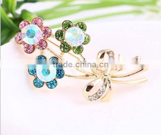 flower shape Rhinestone Pins Brooches for woman /Hijab Pins Scarf Pins Female Pashmina Brooches