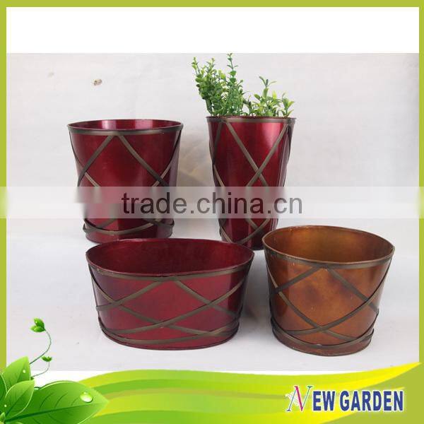 Home And Garden Red Large Outdoor Vases, Fashionable Metal Flower Planter