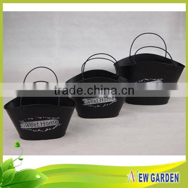 Home decoration black and sliver bag shape flower pot for balcony