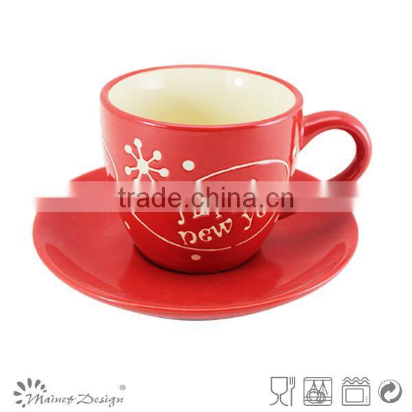 christmas ceramic espresso cup and saucer