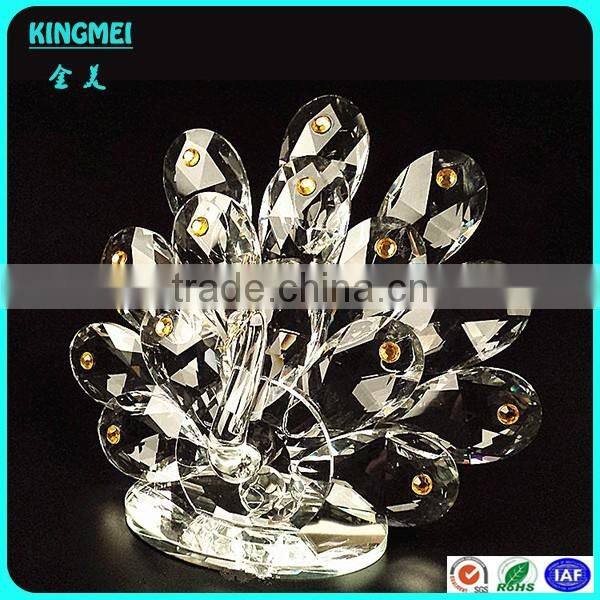 Optical Glass Beautiful Clear Crystal Peacocks For Premium Gifts