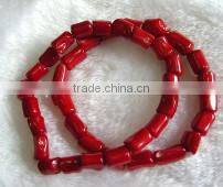 wholesale 7" 10mm red column natural coral stone stretch bracelets
