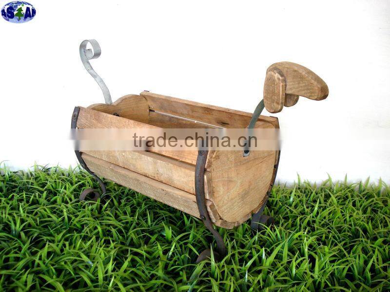 Mini wooden cart for flowers and plants