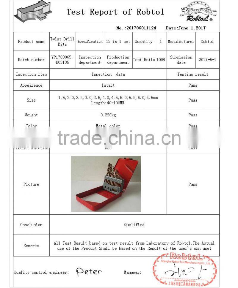 13pcs nano titanium coating straight shank Hss Twist Drill Bits set Cobalt Fully Ground Bright Finish drilling Metal Forged