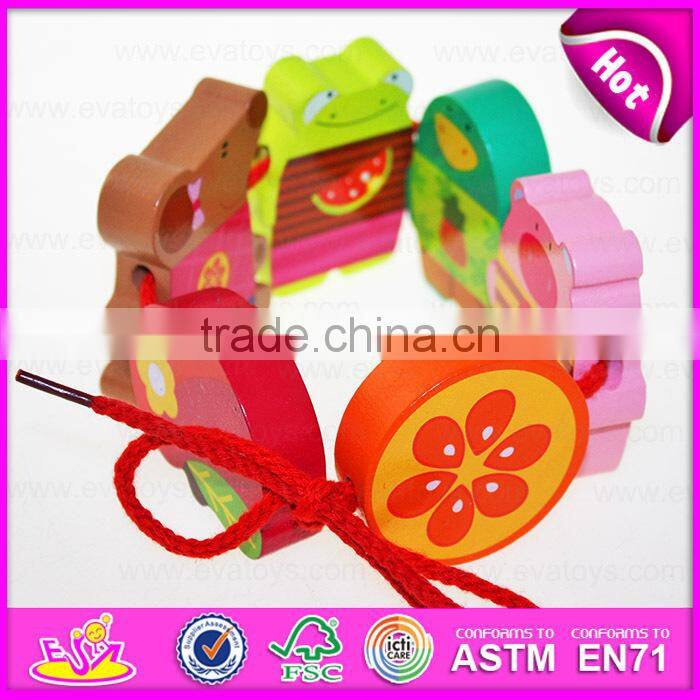2015 Wooden Happy Threading Toys for Kids,Children DIY hand threading toy,Threading educational kids wooden blocks toy W11E041