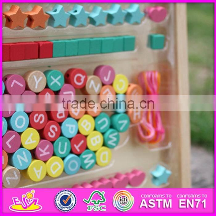 2016 new design funny wooden threading beads for toddlers W11E062
