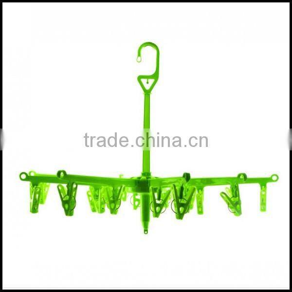 Hanging Dryer 20 Clips Pin Laundry Clothes Hanger Underwear Socks Foldable Green,custom plastic hanger manfuacturer