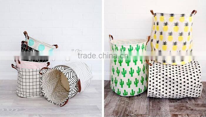 High Quality Canvas Laundry Basket Collapsible Kids Art Storage Systems With Handle