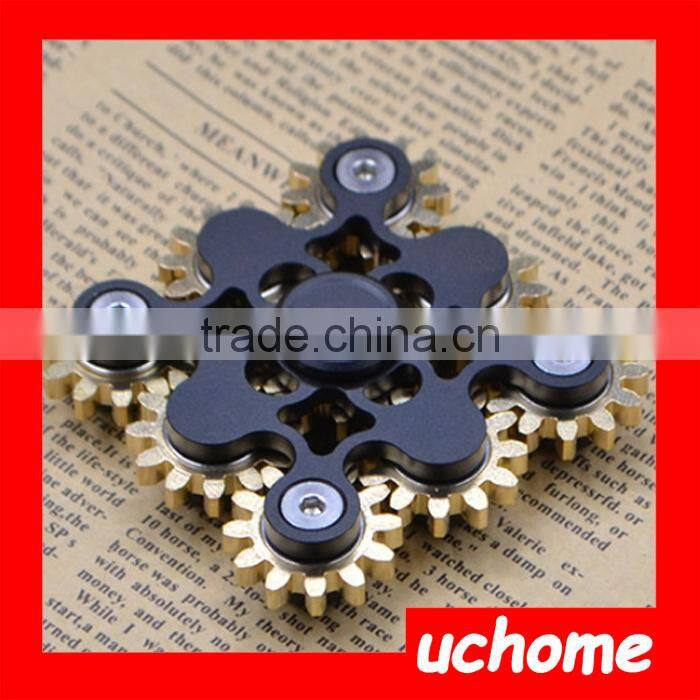 UCHOME 2017 best selling adult toy nine teeth linkage Fidget Hand Spinner High Quality stainless steel spinner