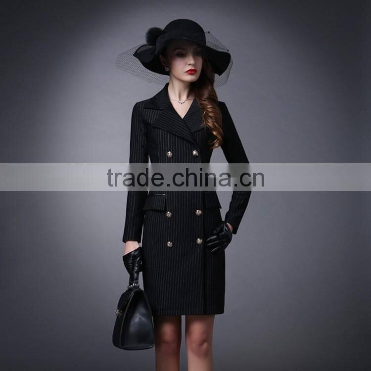 High quality elegant name brand winter long trench coats for woman