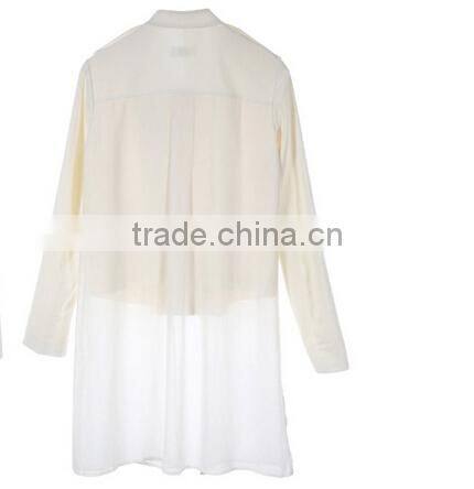 newest design chiffon contrast for women summer cotton coat bottom ,long sleeve summer coat