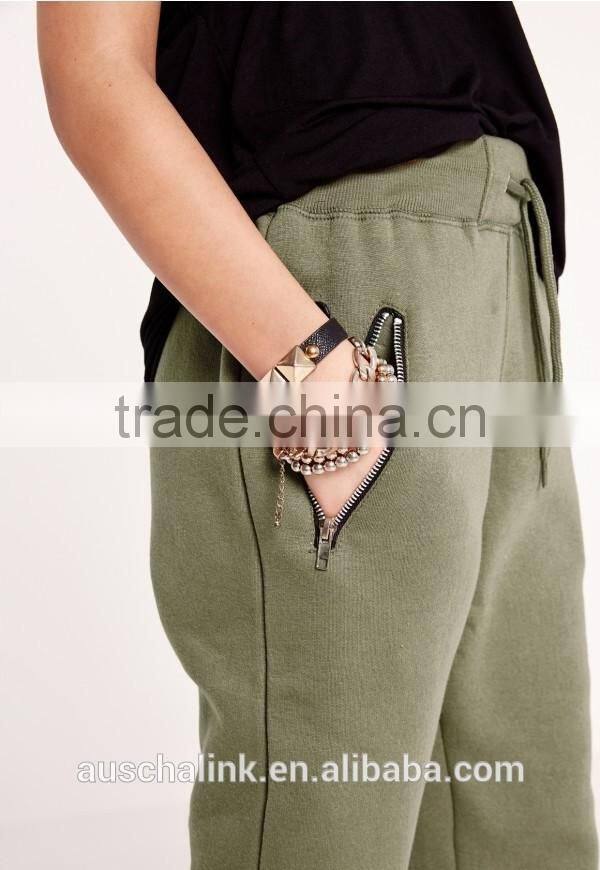 latest lady fashion khaki jogger pants 2016