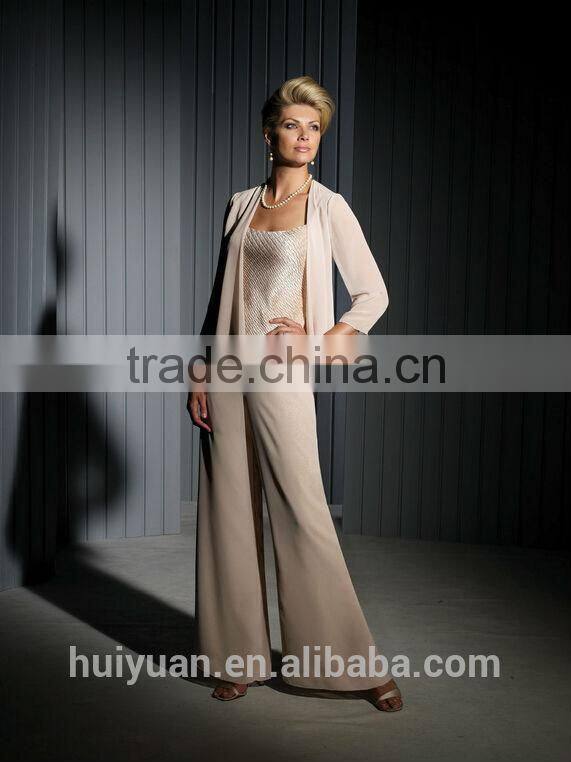 new designer long sleeve formal mother of the bride chiffon pant suits