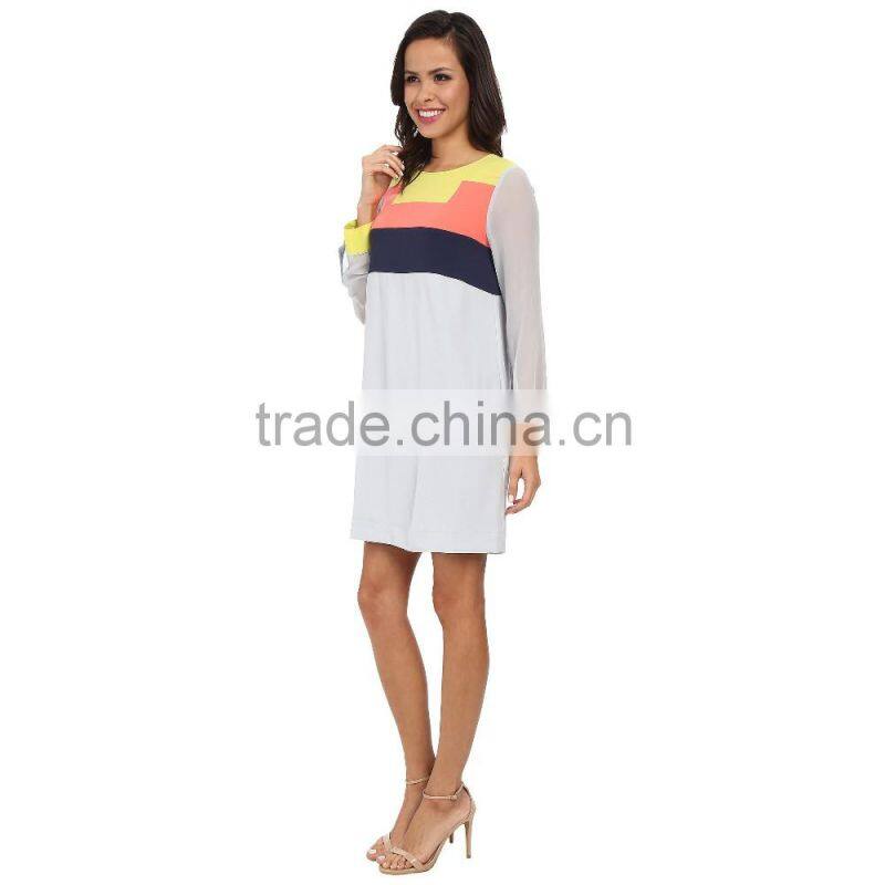 new model long sleeves chiffon ladies clothes dress for casual