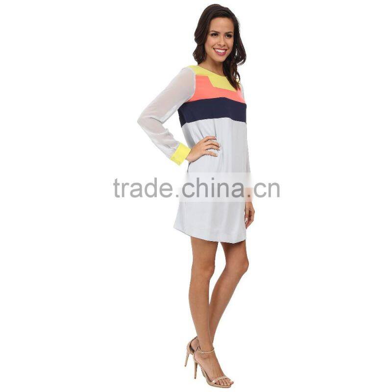 new model long sleeves chiffon ladies clothes dress for casual