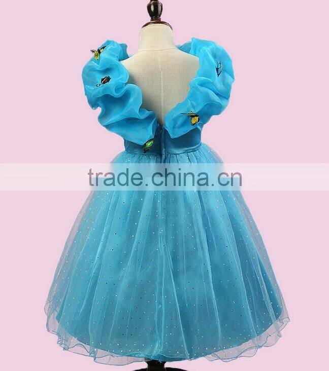 Wholesale Princess Butterfly Kids Dress Children Lace Flower Party Dress Summer Baby Girl Dress For Wedding