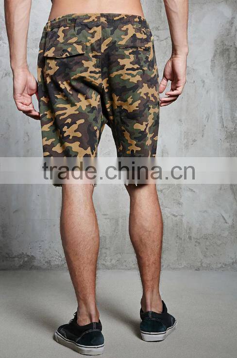 Wholesale mens Drop Crotch Sweat Shorts Mens Casual Camouflage shorts