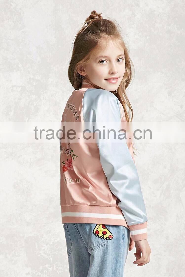 2017 new design high quality school uniform pink blank varsity jacket