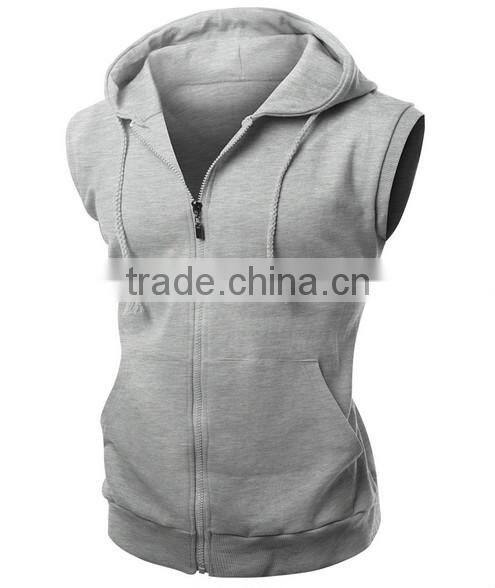 OEM new design cotton plain wholesale sleeveless hoodie women vest with pocket