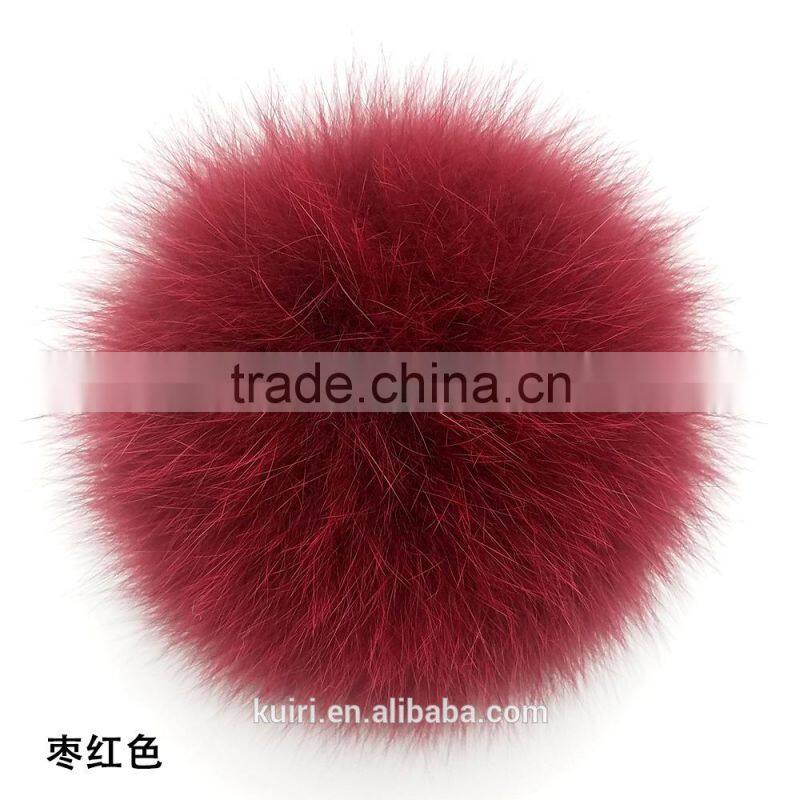 China handmade fox pom poms with 12cm for beanie hat