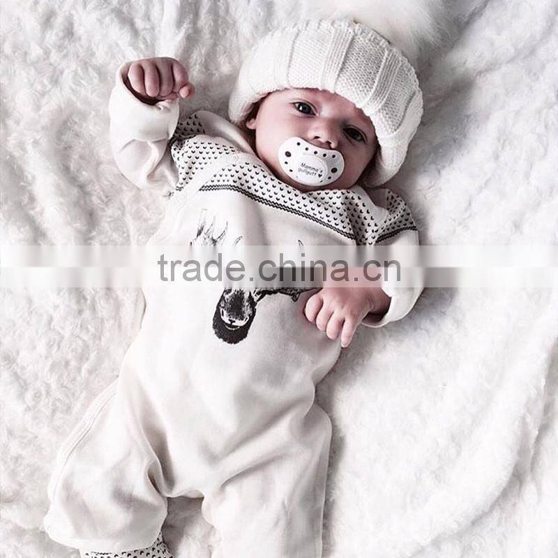 S60693B 2017 Autumn Baby Jumpsuits Newborn boys girls romper deer head long-sleeved heart printed baby coverall